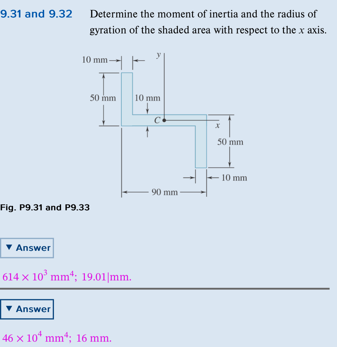 9 . 3 1 and 9 . 3 2 Determine the moment of