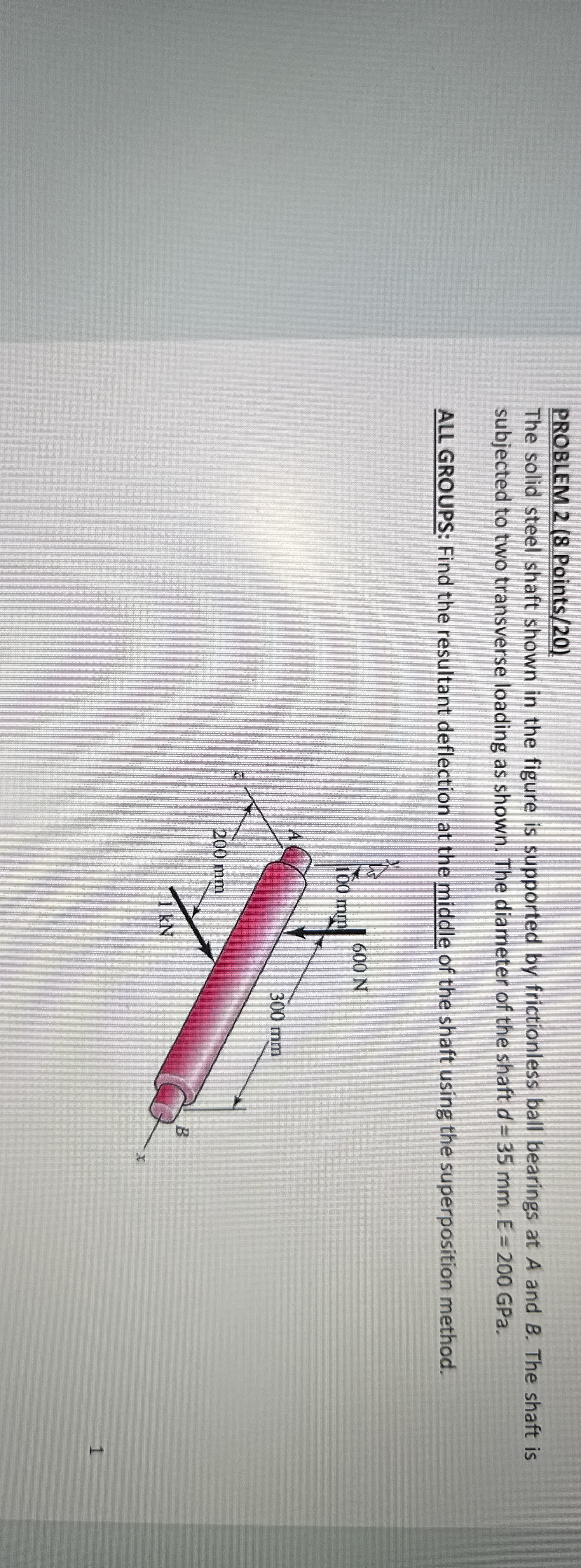 PROBLEM 2 ( 8 Points / 2 0 ) The solid steel
