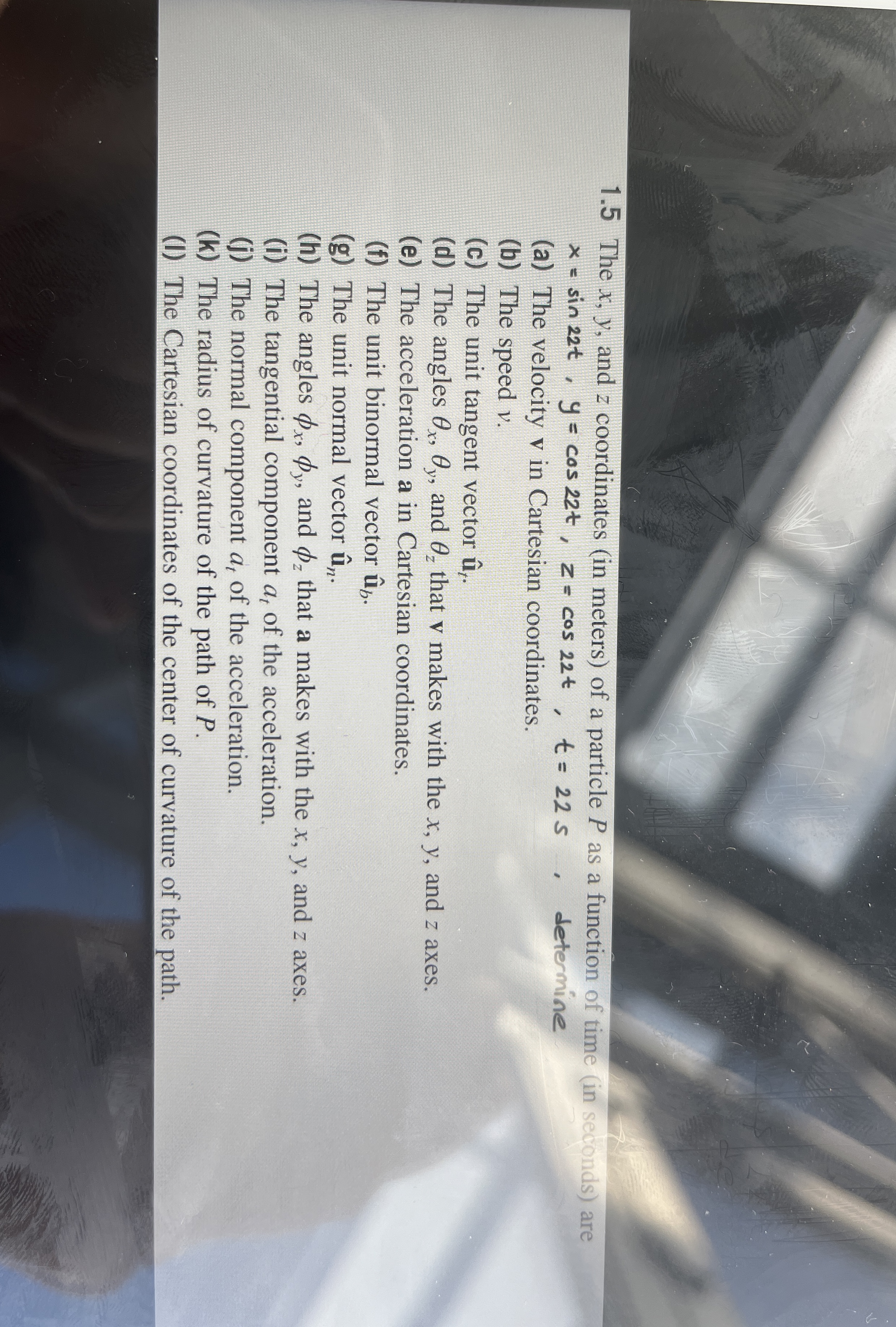 1 . 5 The x , y , and z coordinates ( in meters )