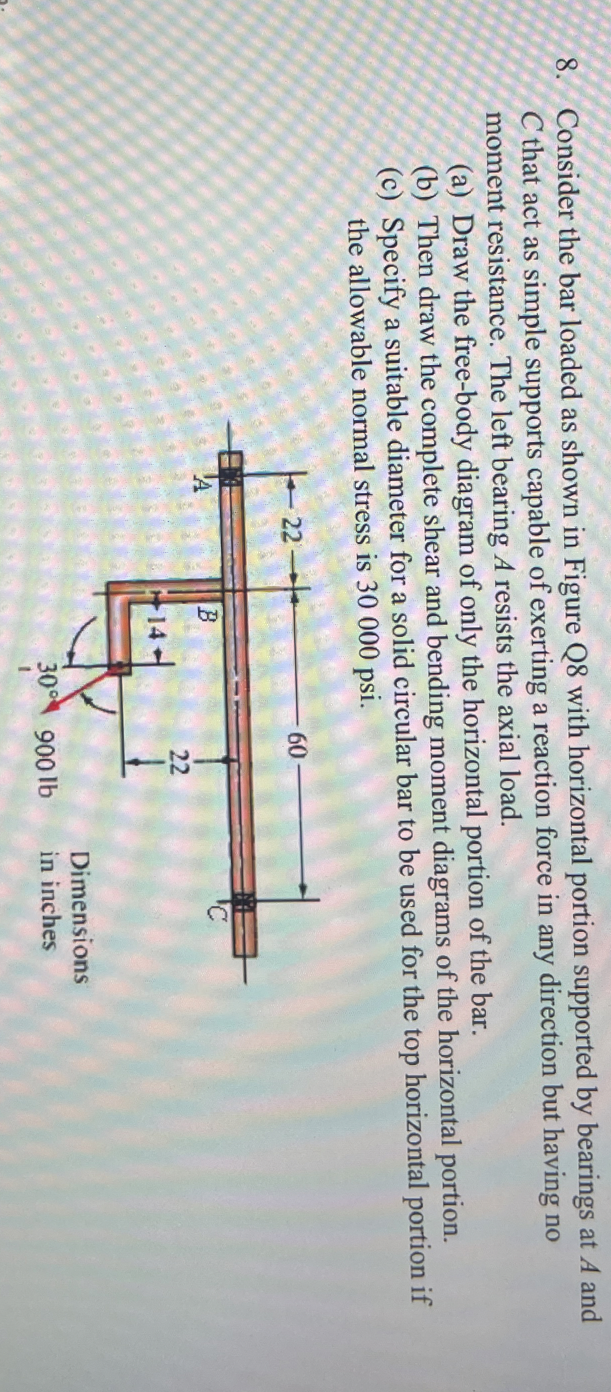 Consider the bar loaded as shown in Figure Q 8