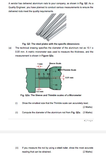 A vendor has delivered aluminium rods to your