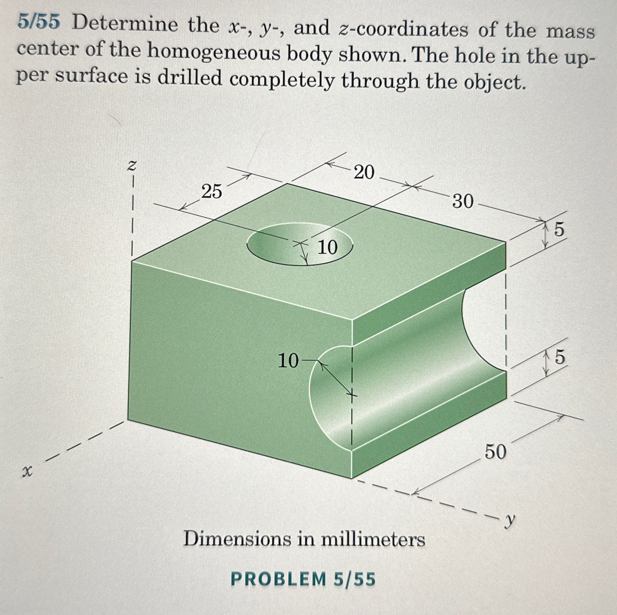 5 / 5 5 Determine the x - , y - , and z -