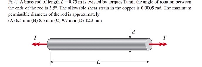 Pr . - 1 ] A brass rod of length \ ( L = 0 . 7 5