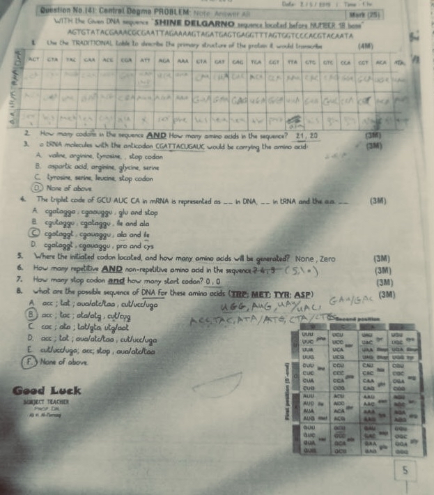 Dede 2 istere i The fin Question No . 1 4 1