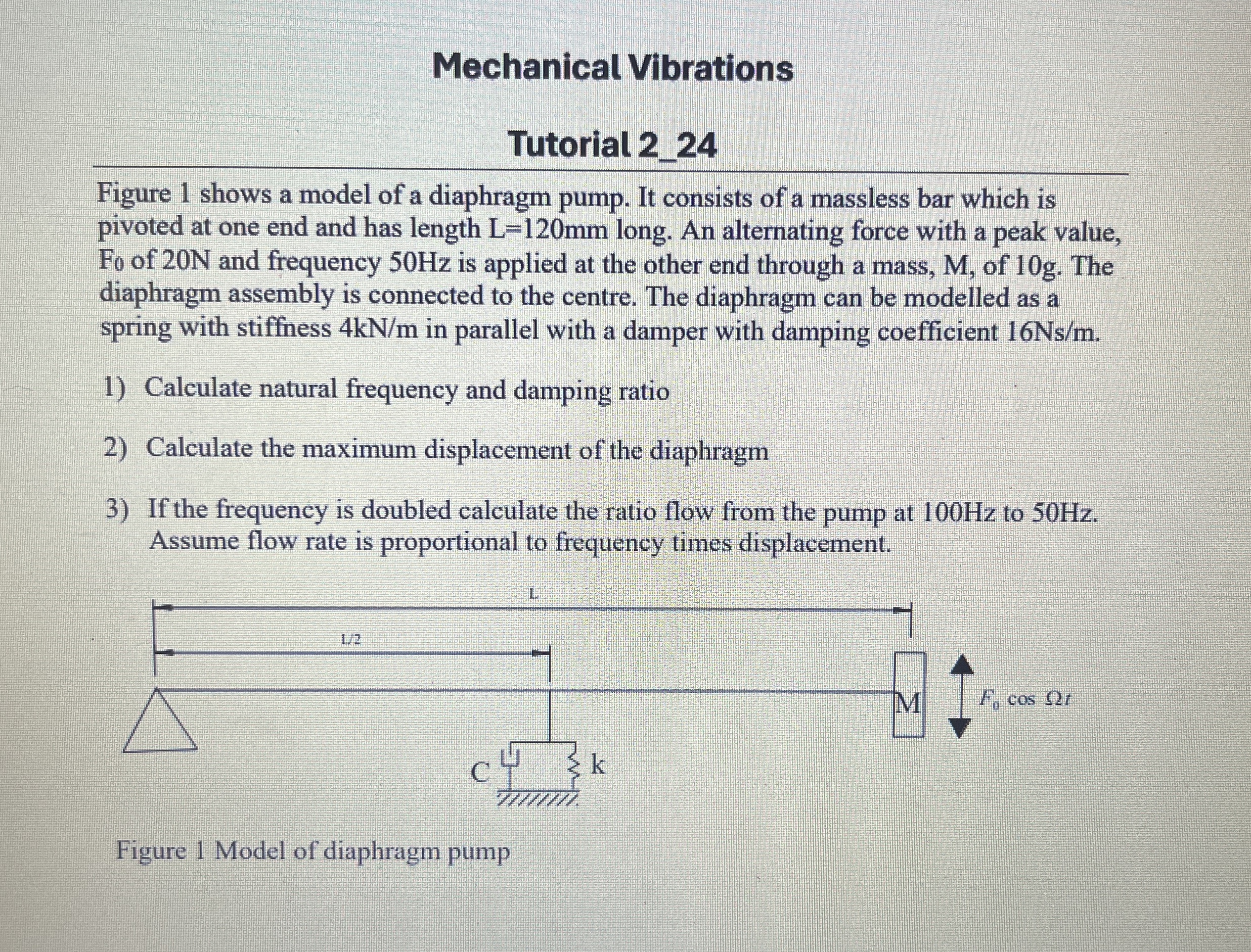 Mechanical Vibrations Tutorial 2 _ 2 4 Figure 1