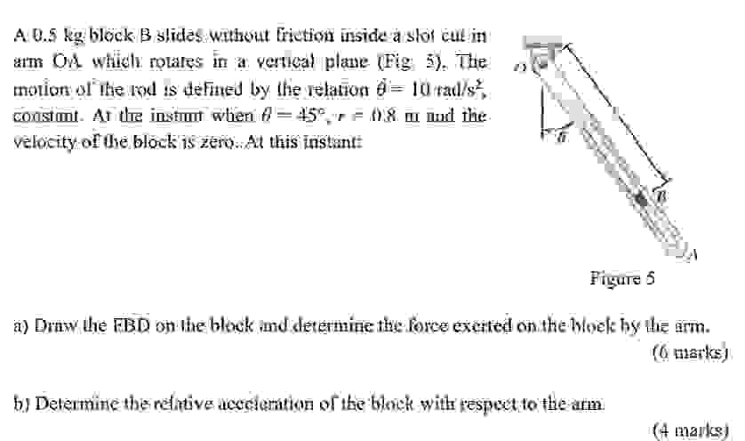 A 0 . 5 kg block B slides without Fiction inside