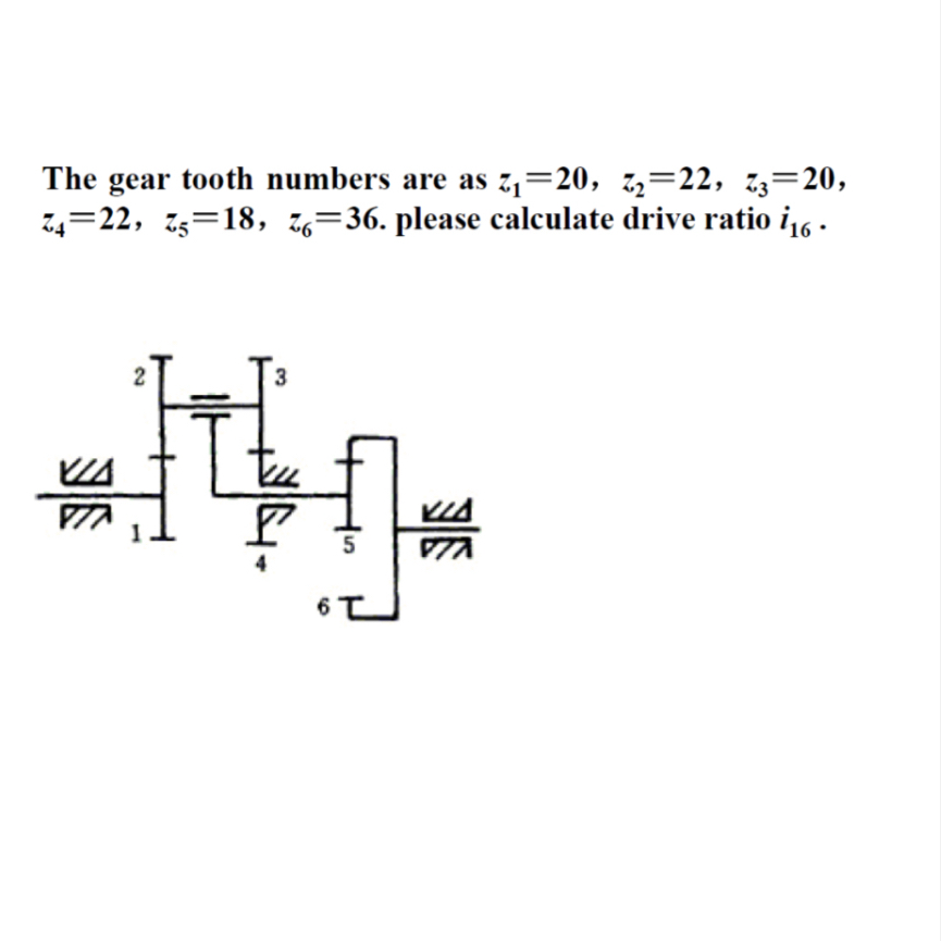 The gear tooth numbers are as z 1 = 2 0 , z 2 = 2