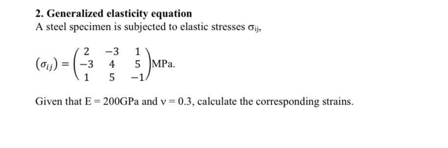 Generalized elasticity equation A steel specimen