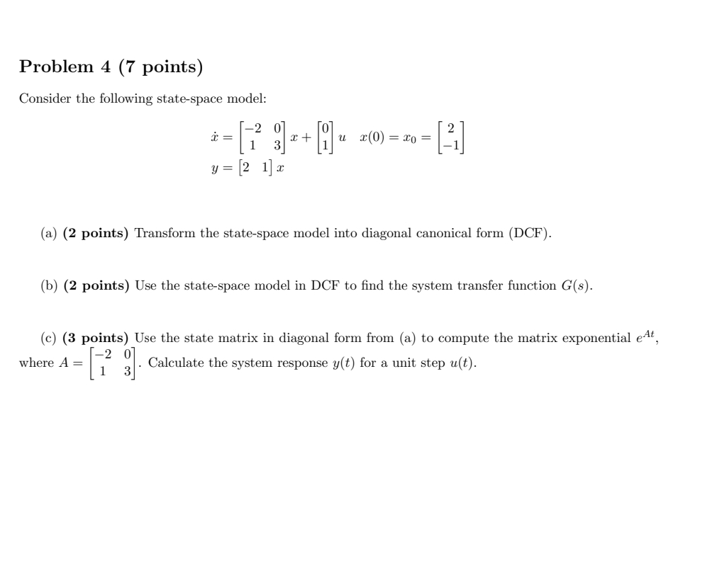 Problem 4 ( 7 points ) Consider the following