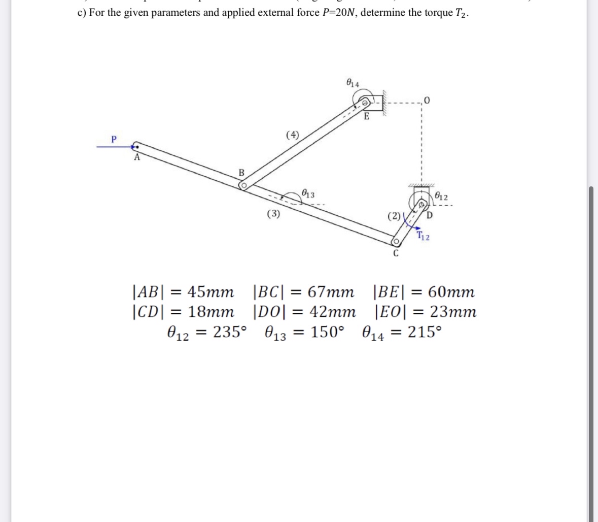 For the given parameters and applied external