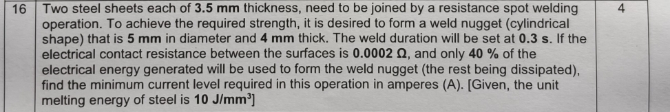 1 6 Two steel sheets each of 3 . 5 m m thickness,