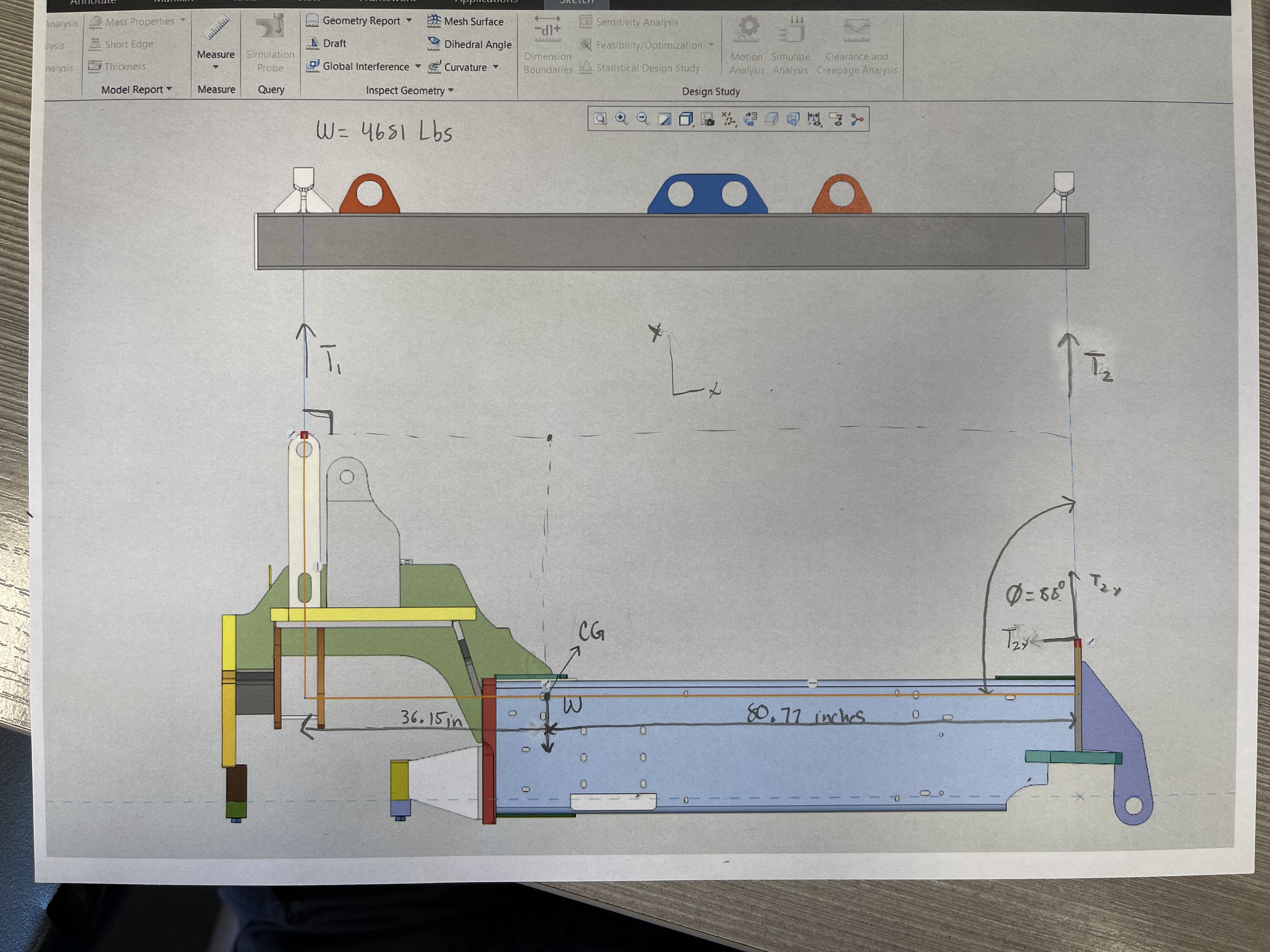 Find the forces T 1 and T 2 acting on the body.