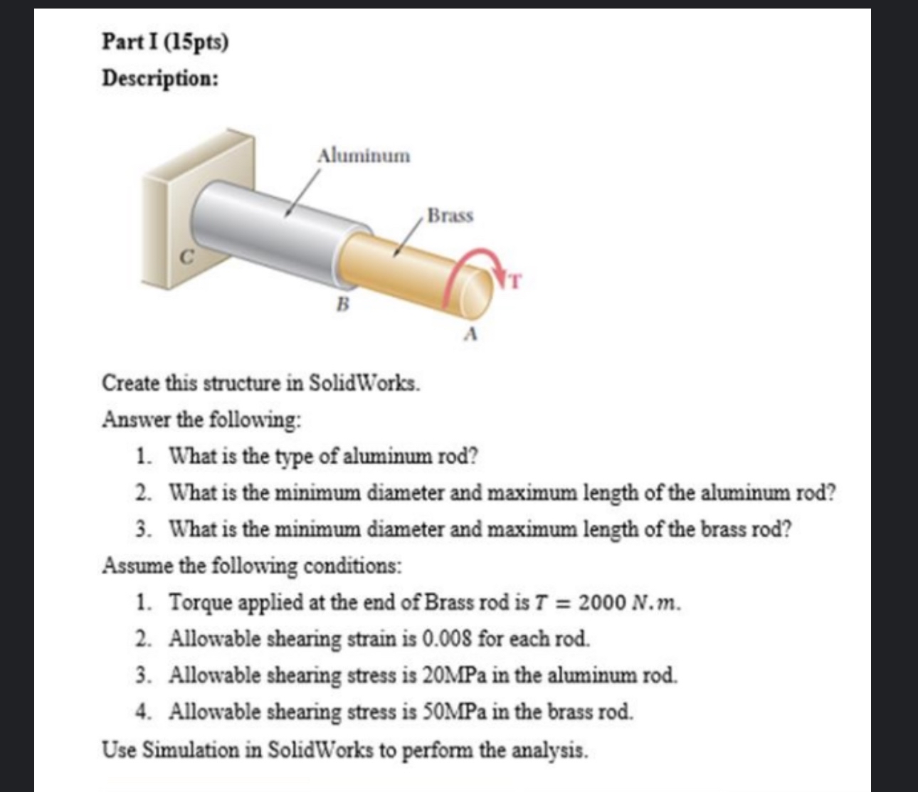 Part I ( 1 5 pts ) Description: Create this