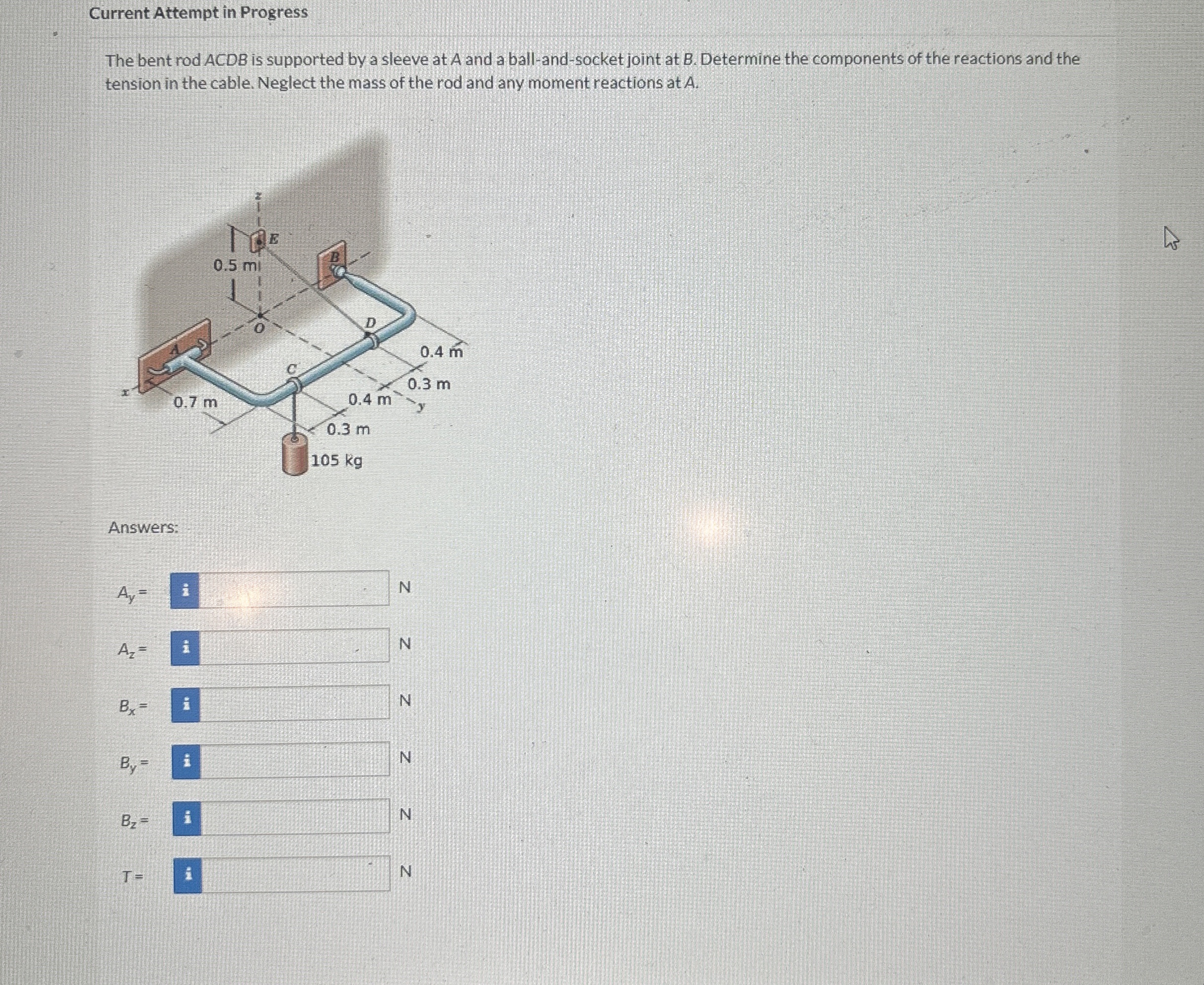 Current Attempt in Progress The bent rodACDB is