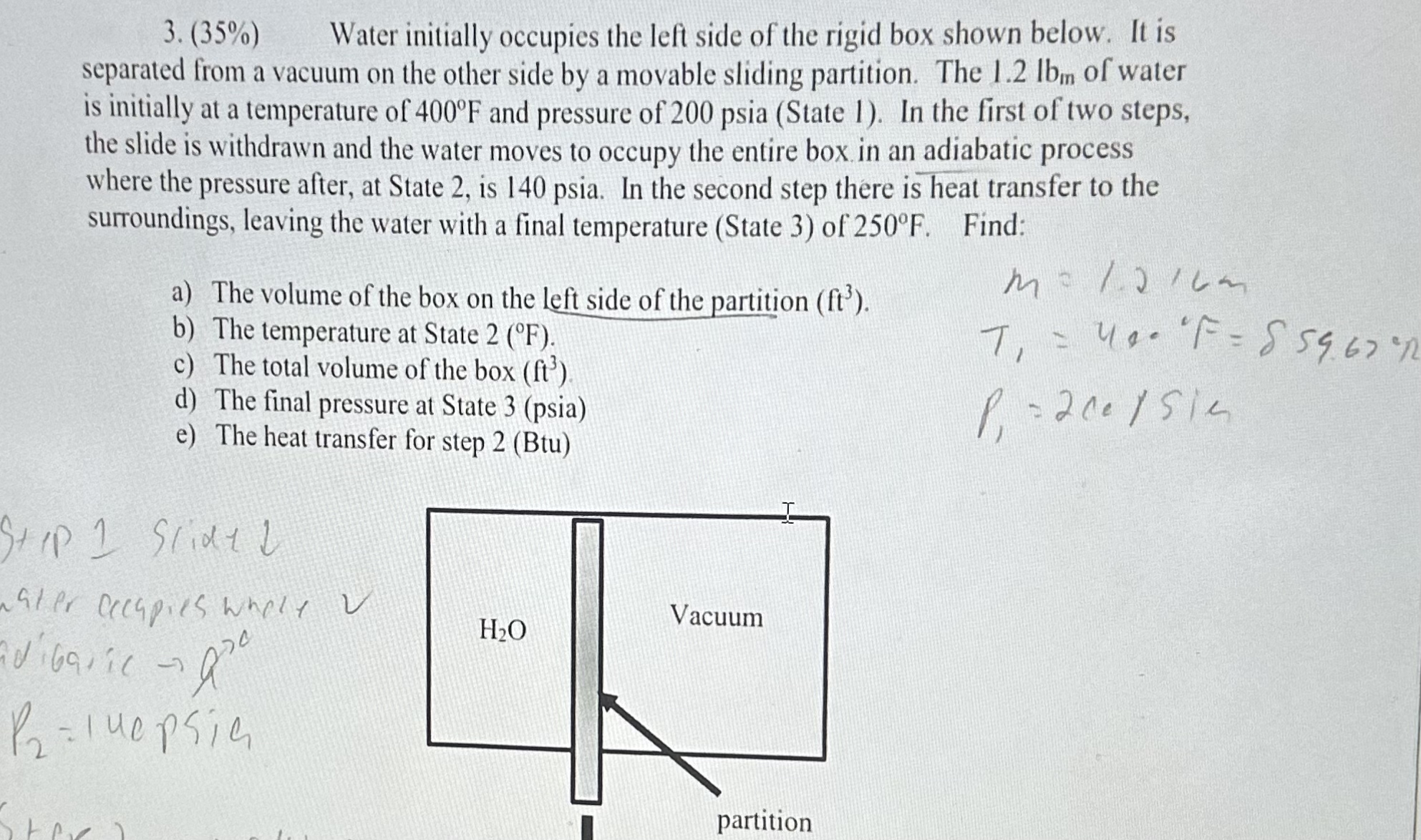 ( 3 5 % ) , Water initially occupies the left