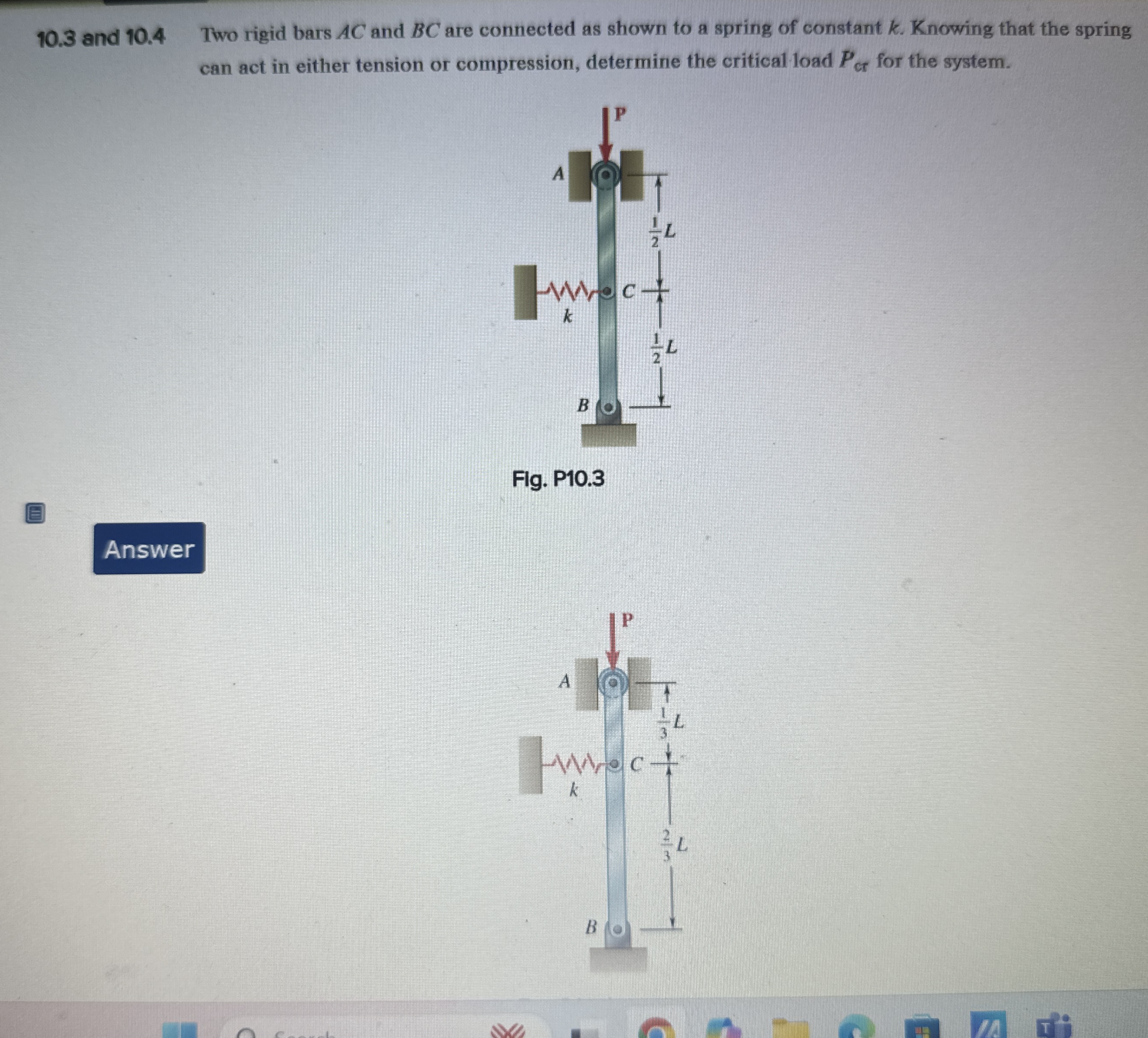 ( JUST 1 0 . 4 ) Two rigid bars A C and B C are