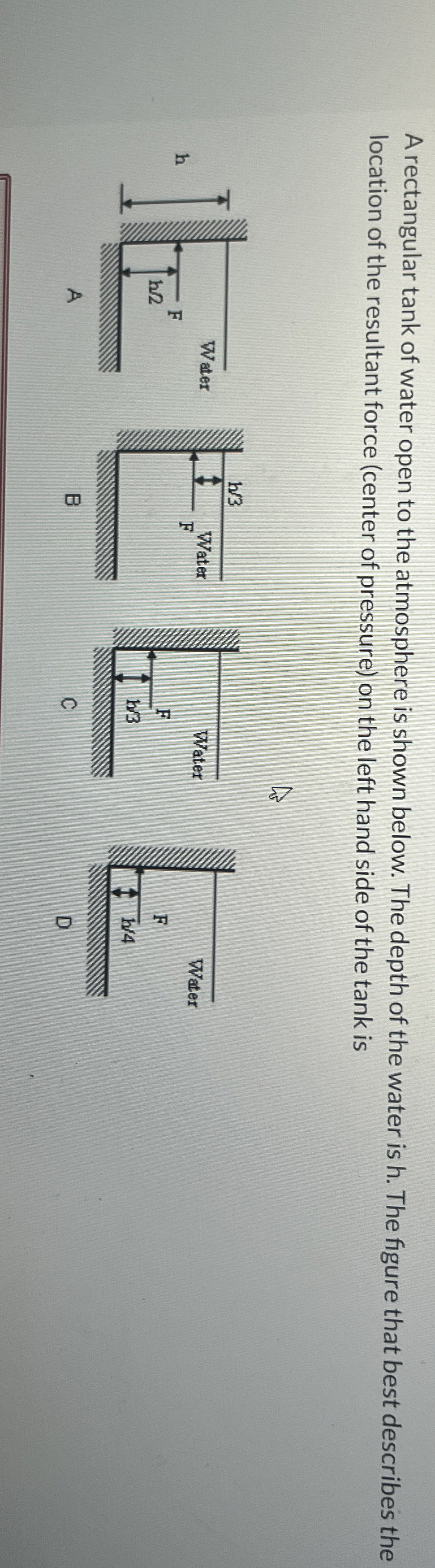 A rectangular tank of water open to the