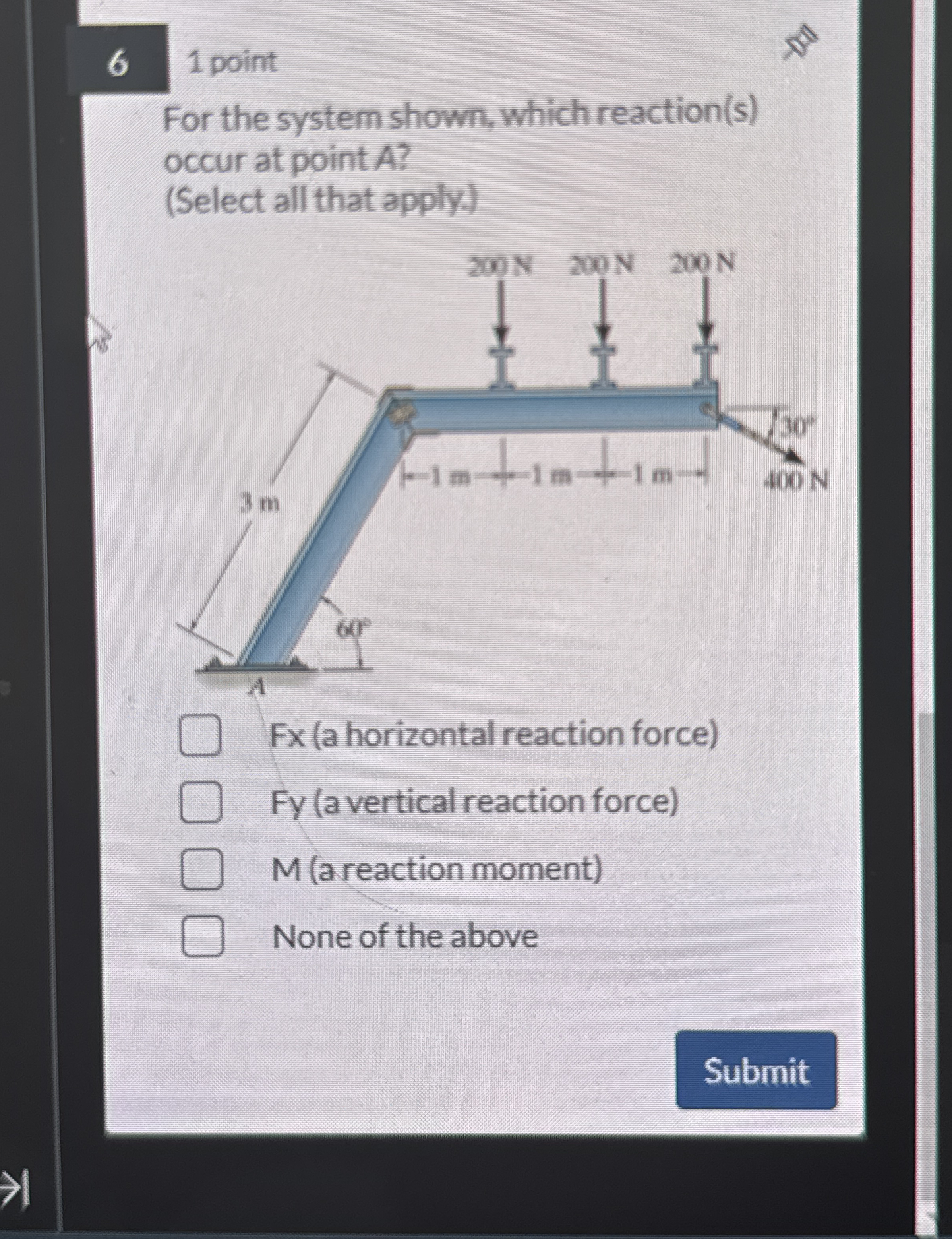 6 1 point For the system shown, which reaction (