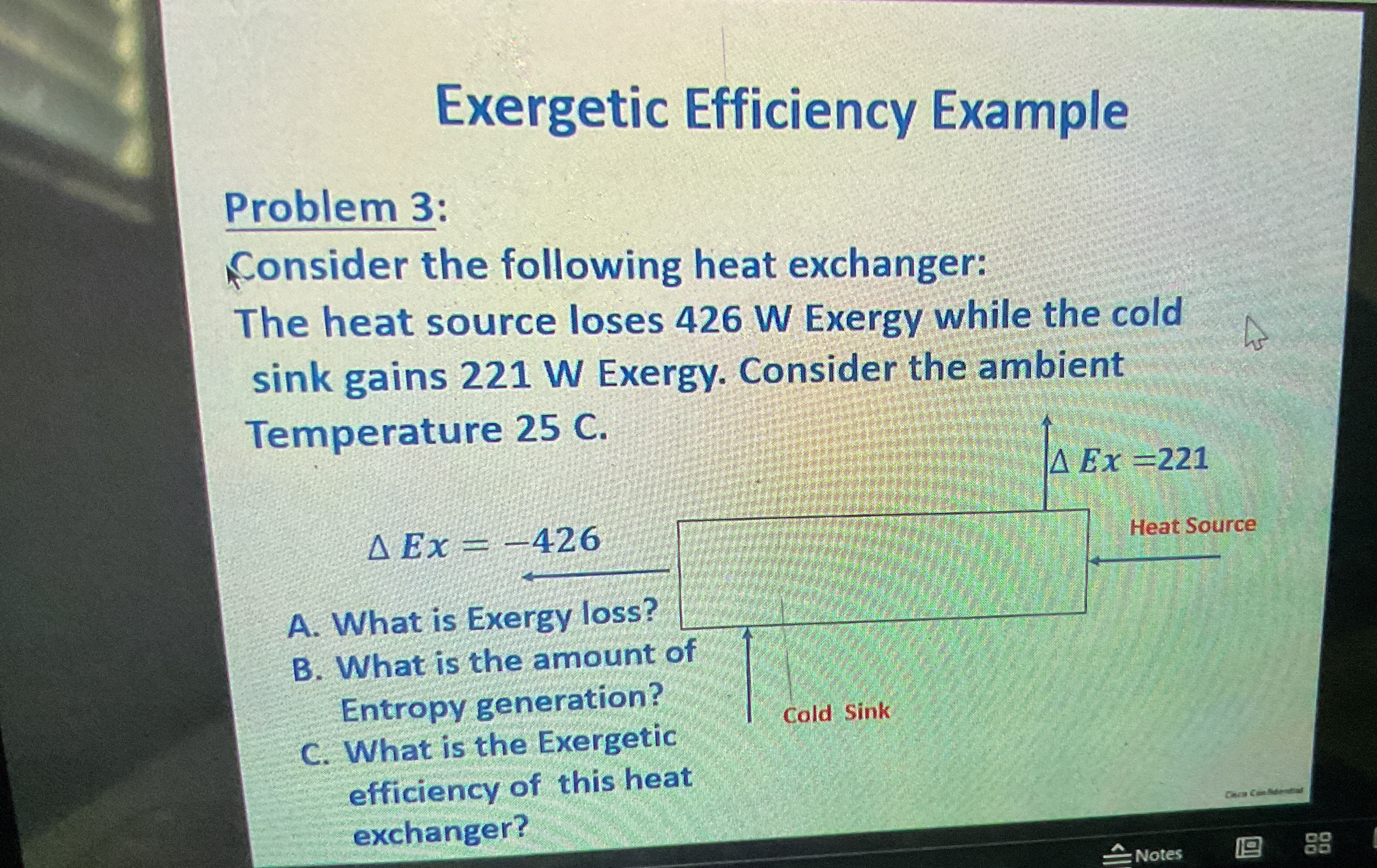Exergetic Efficiency Example Problem 3 : fonsider
