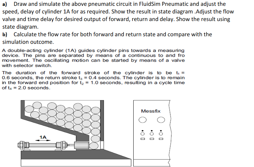a ) Draw and simulate the above pneumatic circuit