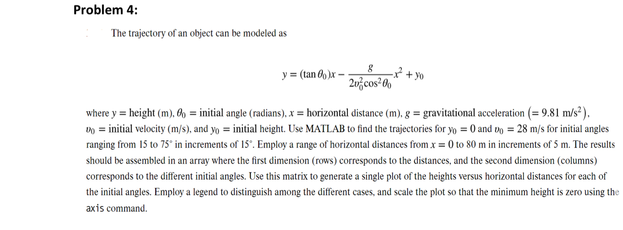 Problem 4 : The trajectory of an object can be