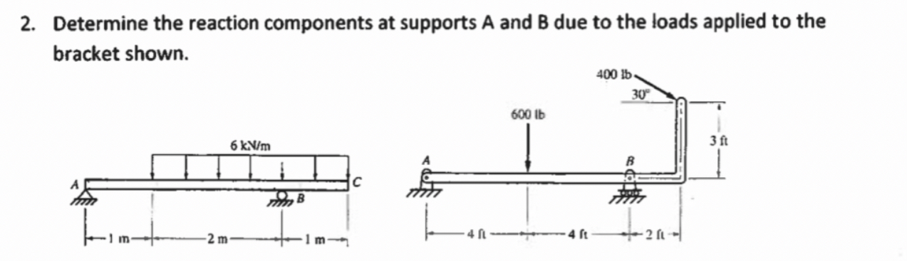 Determine the reaction components at supports A