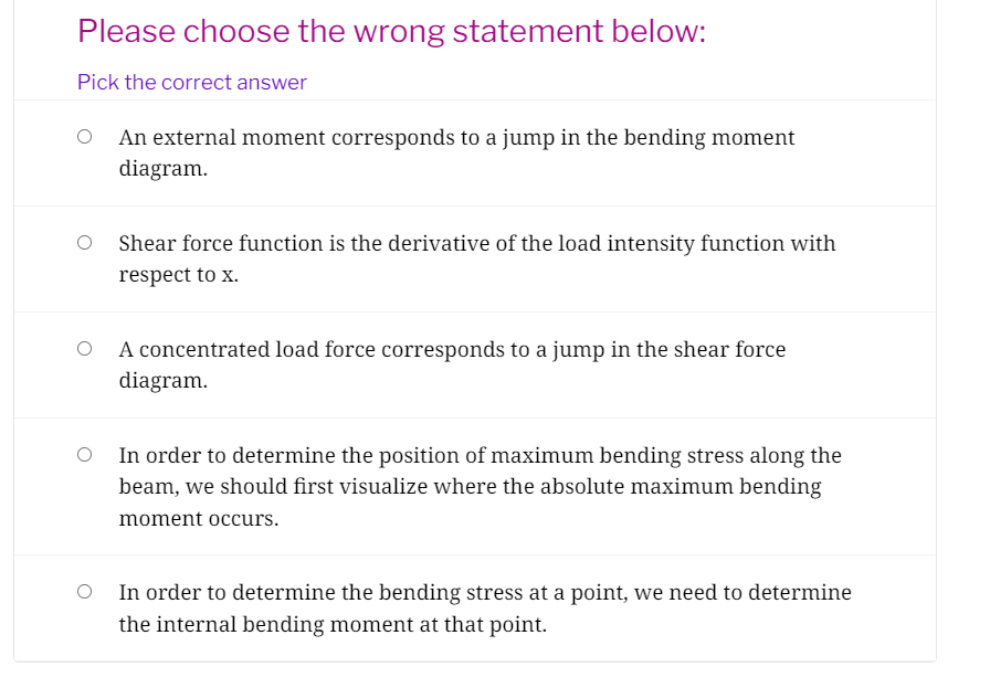 Please choose the wrong statement below: Pick the