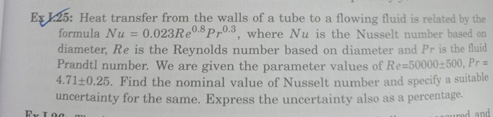 Ex 1 . 2 5 : Heat transfer from the walls of a