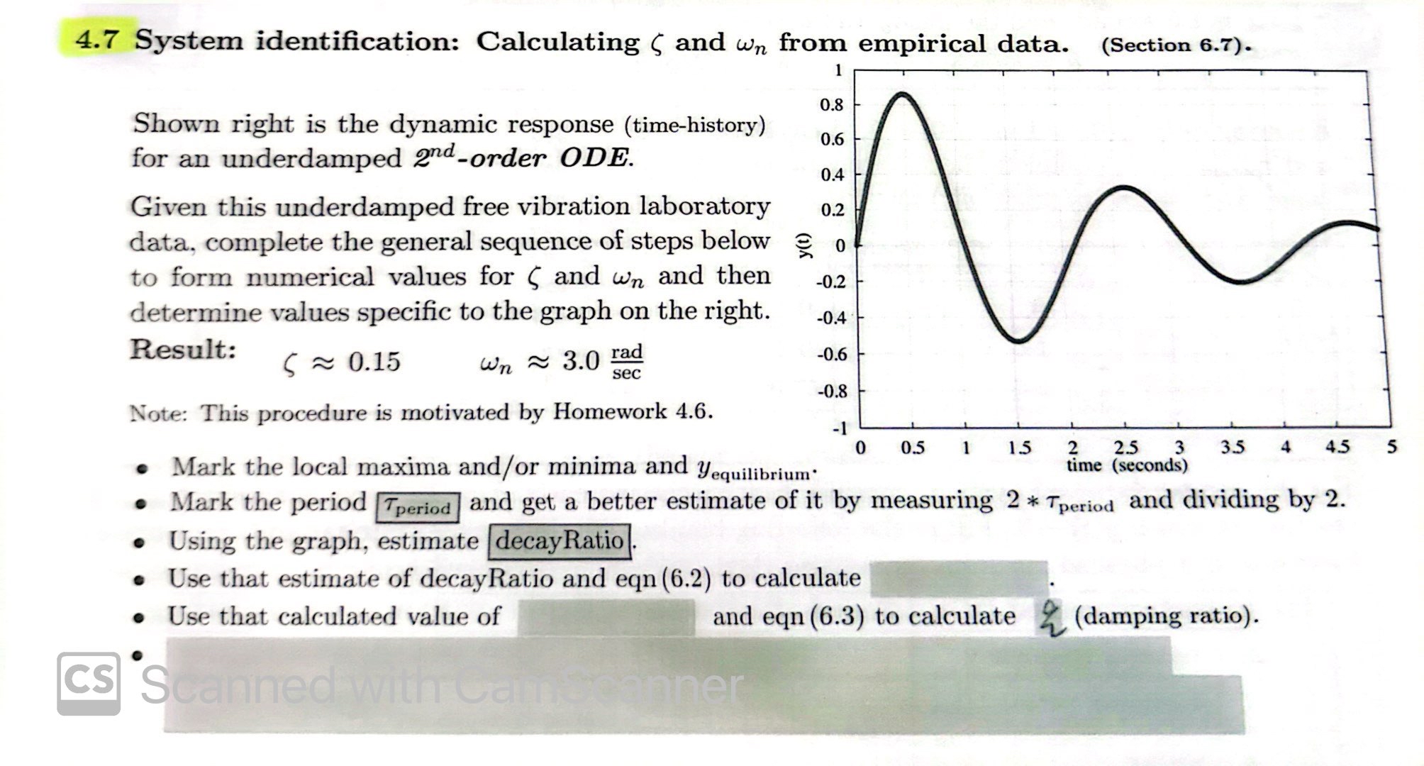 4 . 7 System identification: Calculating and n