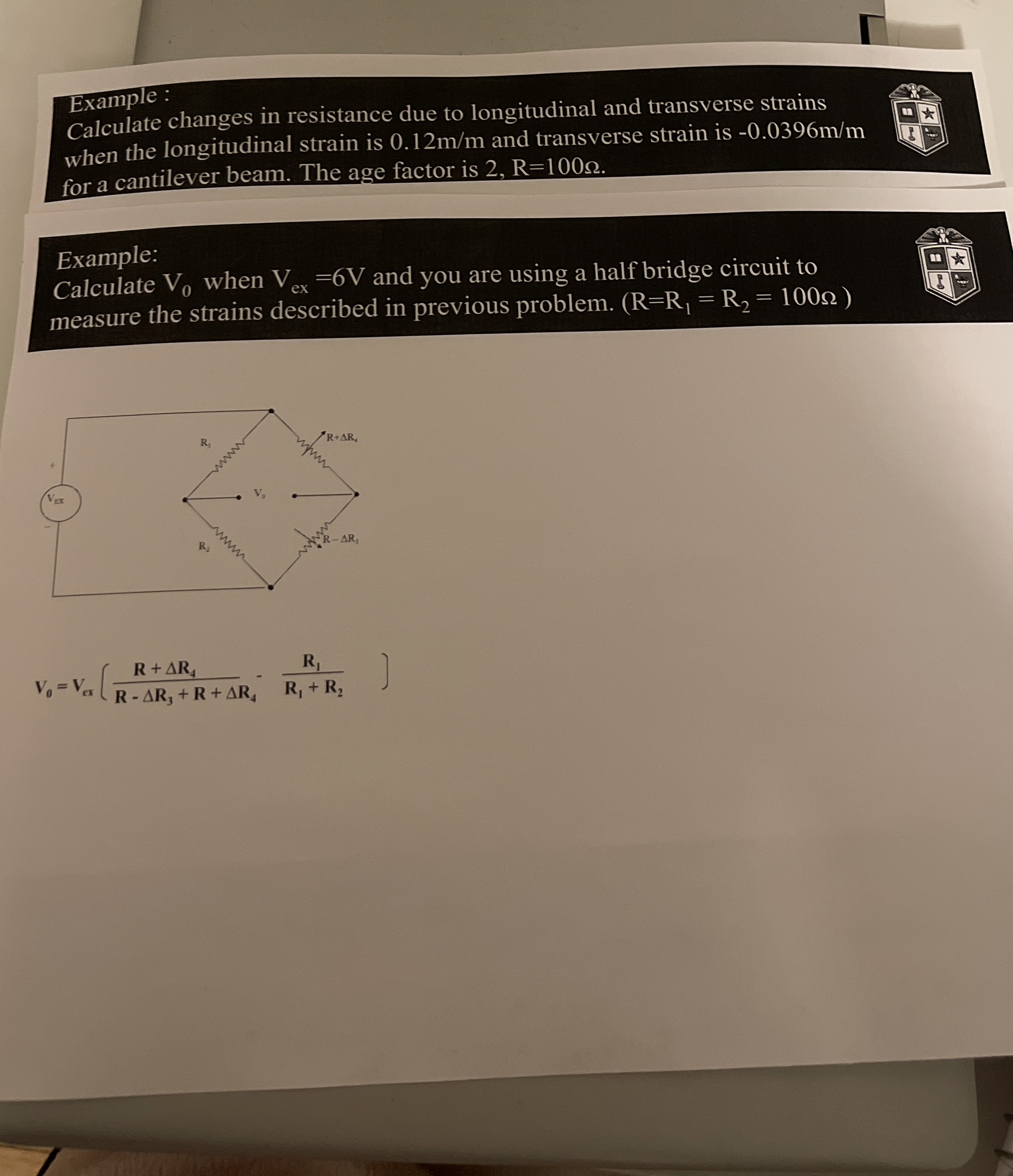 Example : Calculate changes in resistance due to