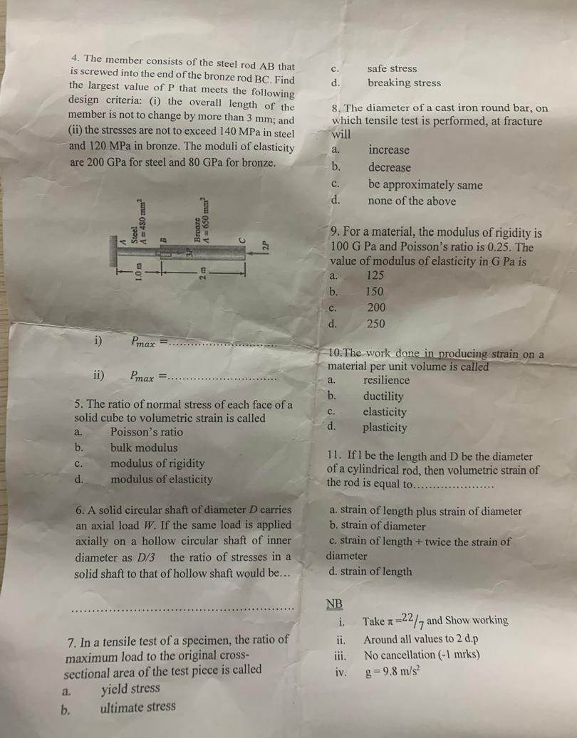 The member consists of the steel rod A B that is