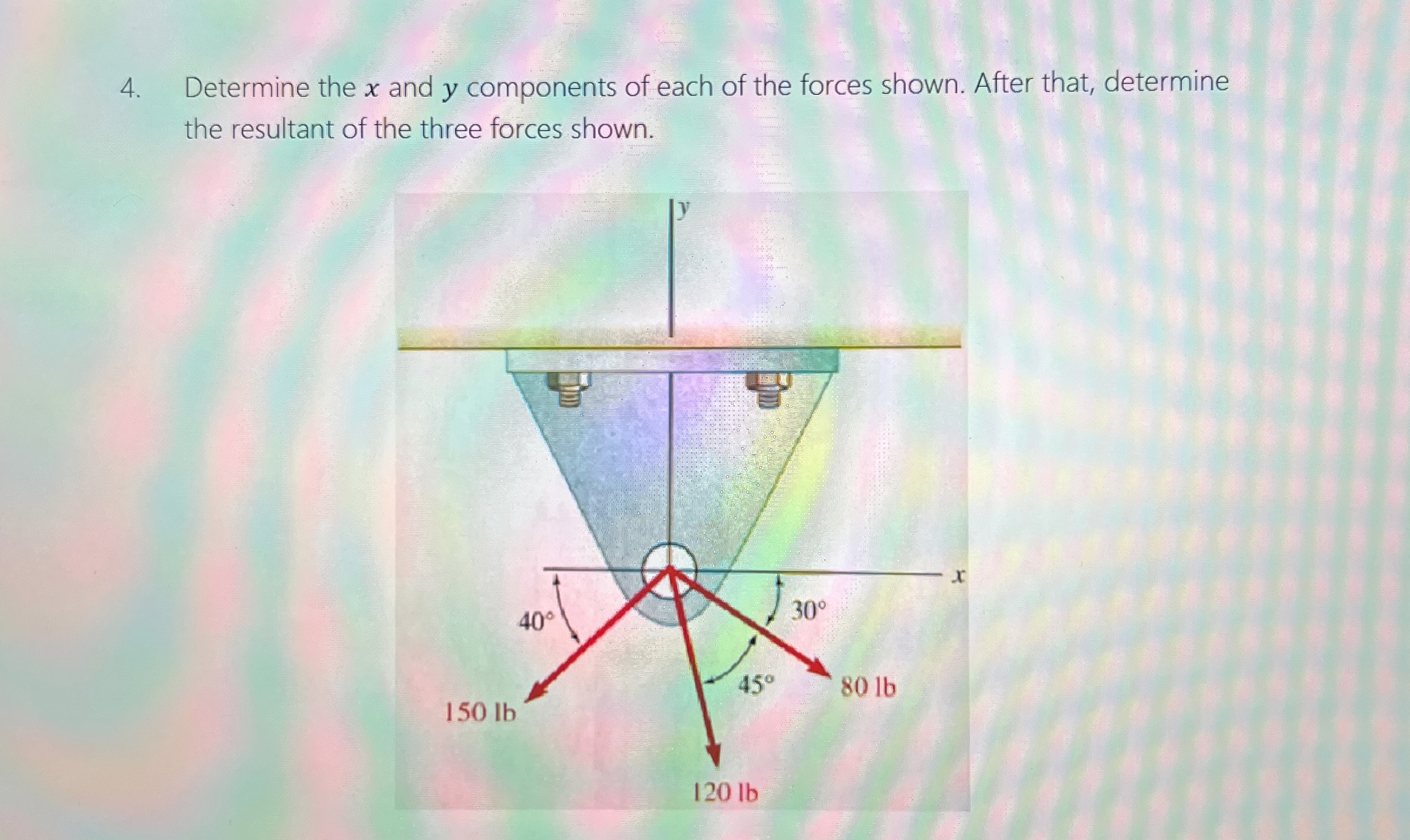Determine the x and y components of each of the