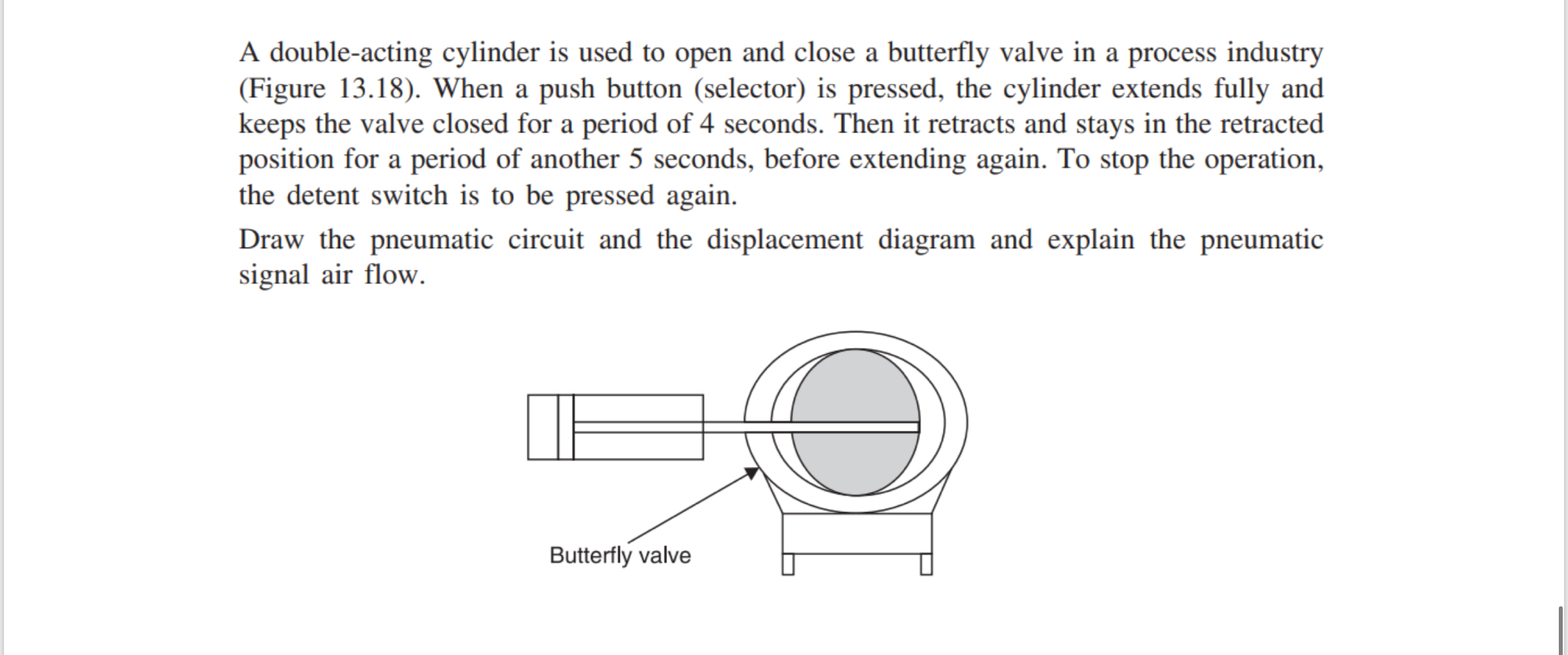 A double - acting cylinder is used to open and
