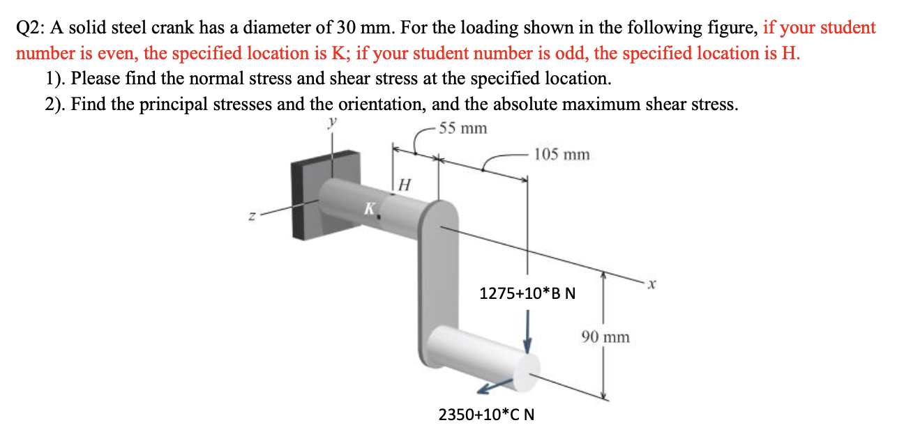 Q 2 : A solid steel crank has a diameter of 3 0