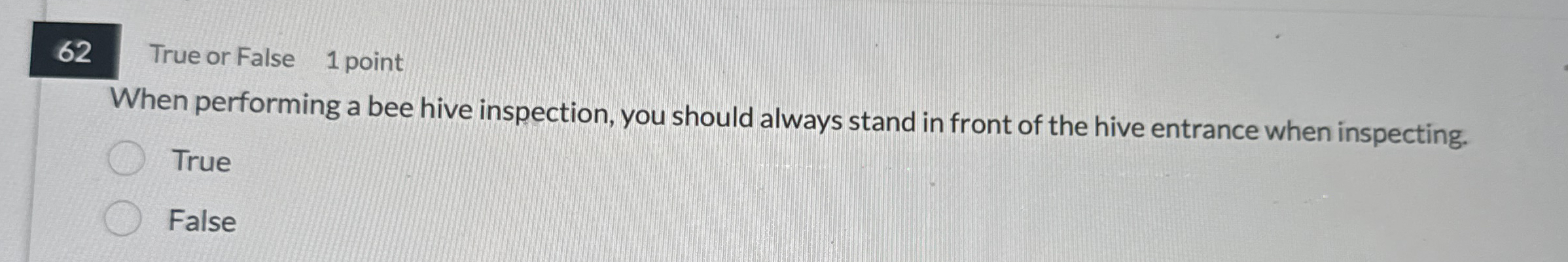 6 2 True or False 1 point When performing a bee