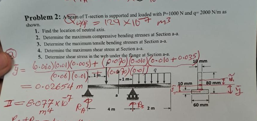 Problem 2 : theam of T - section is supported and