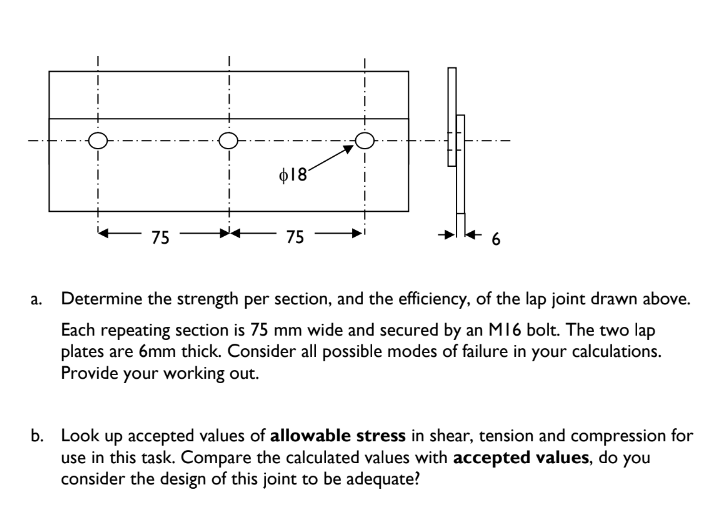 a . Determine the strength per section, and the