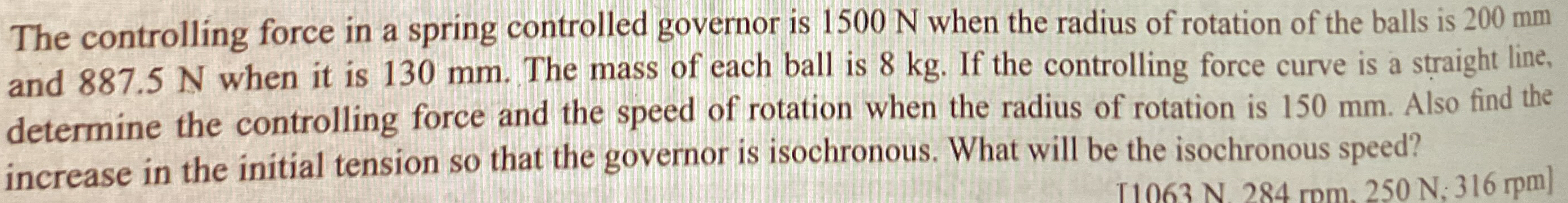 The controlling force in a spring controlled
