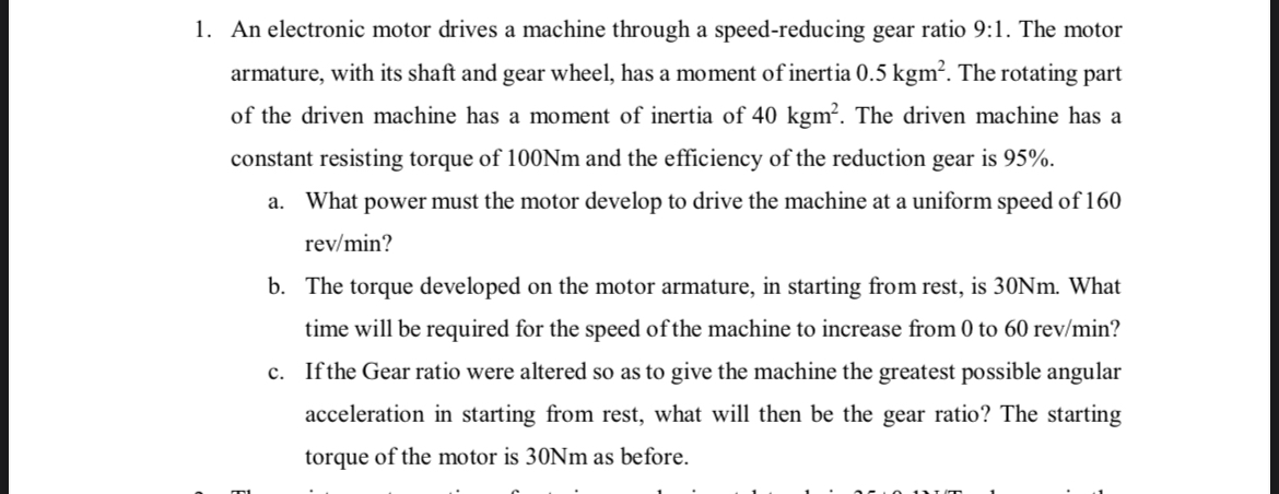An electronic motor drives a machine through a