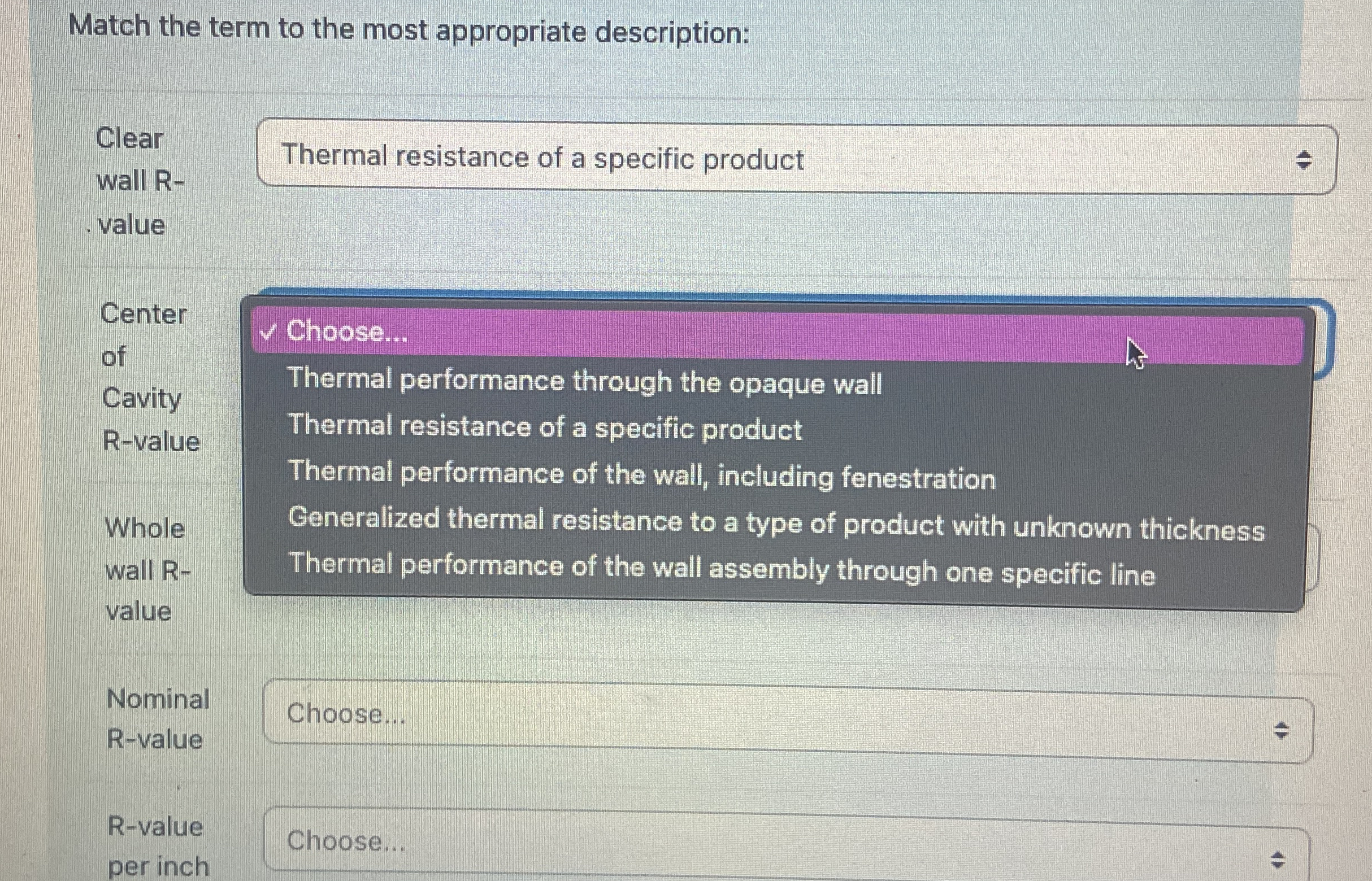Match the term to the most appropriate