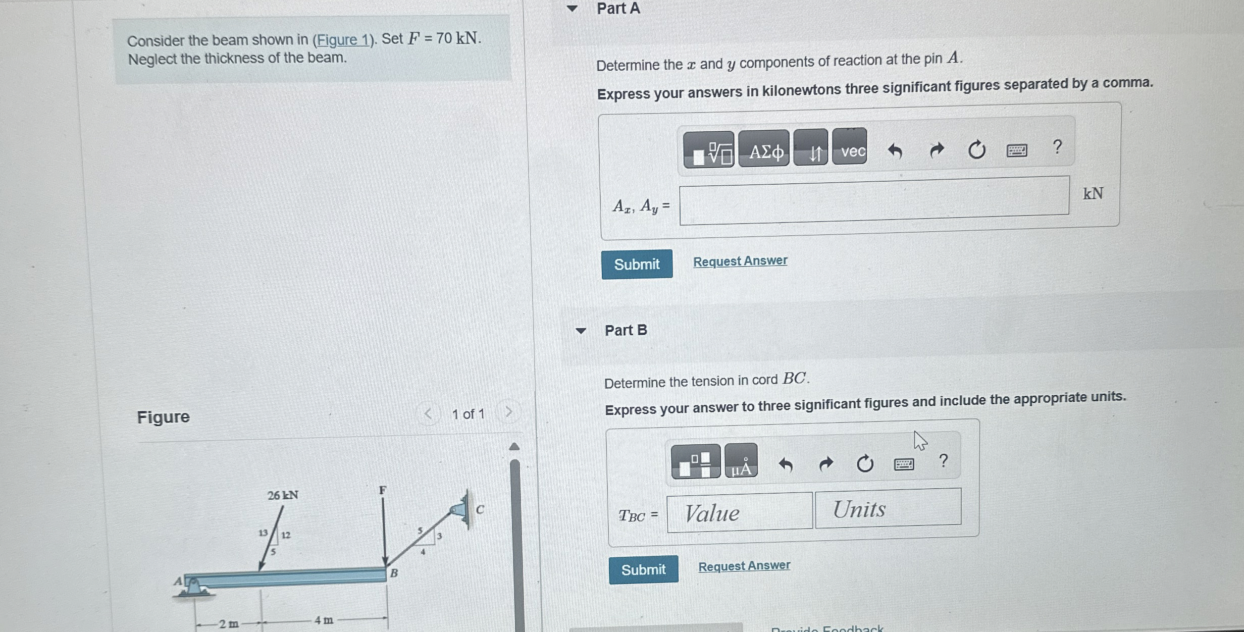 Consider the beam shown in ( Figure 1 ) . Set F =
