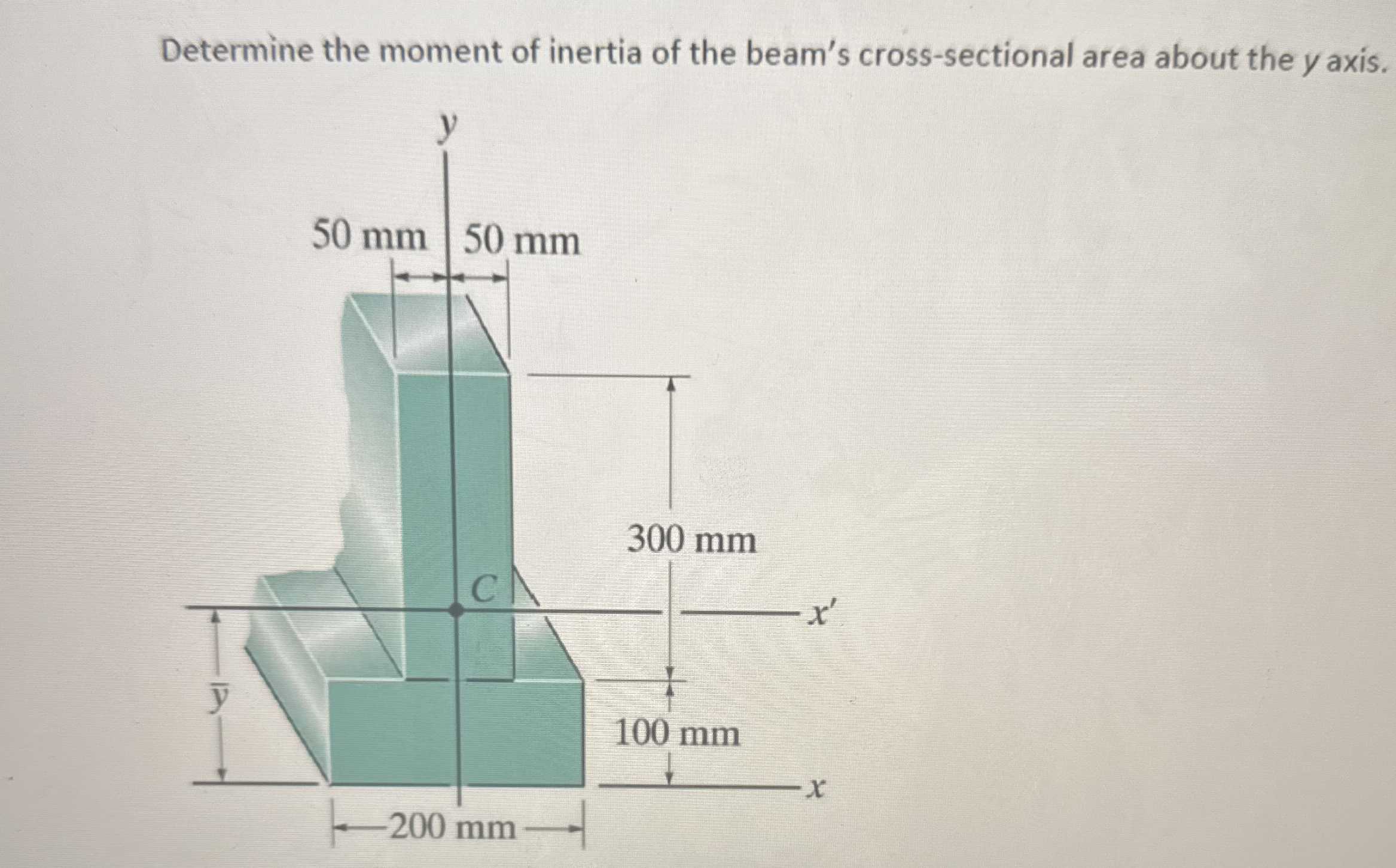 Determine the moment of inertia of the beam's