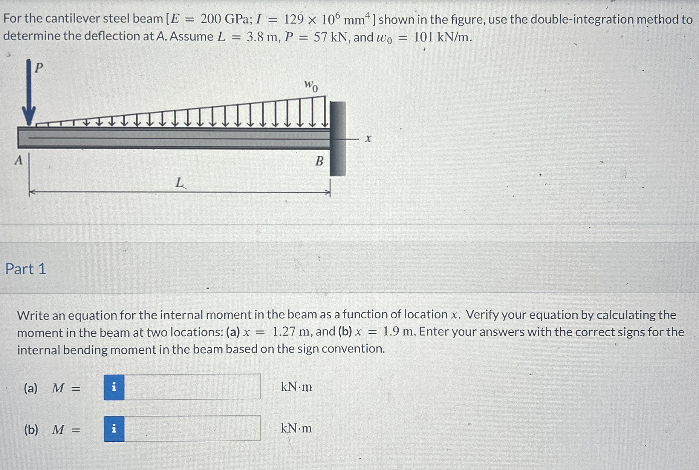 For the cantilever steel beam [ [ : E = 2 0 0