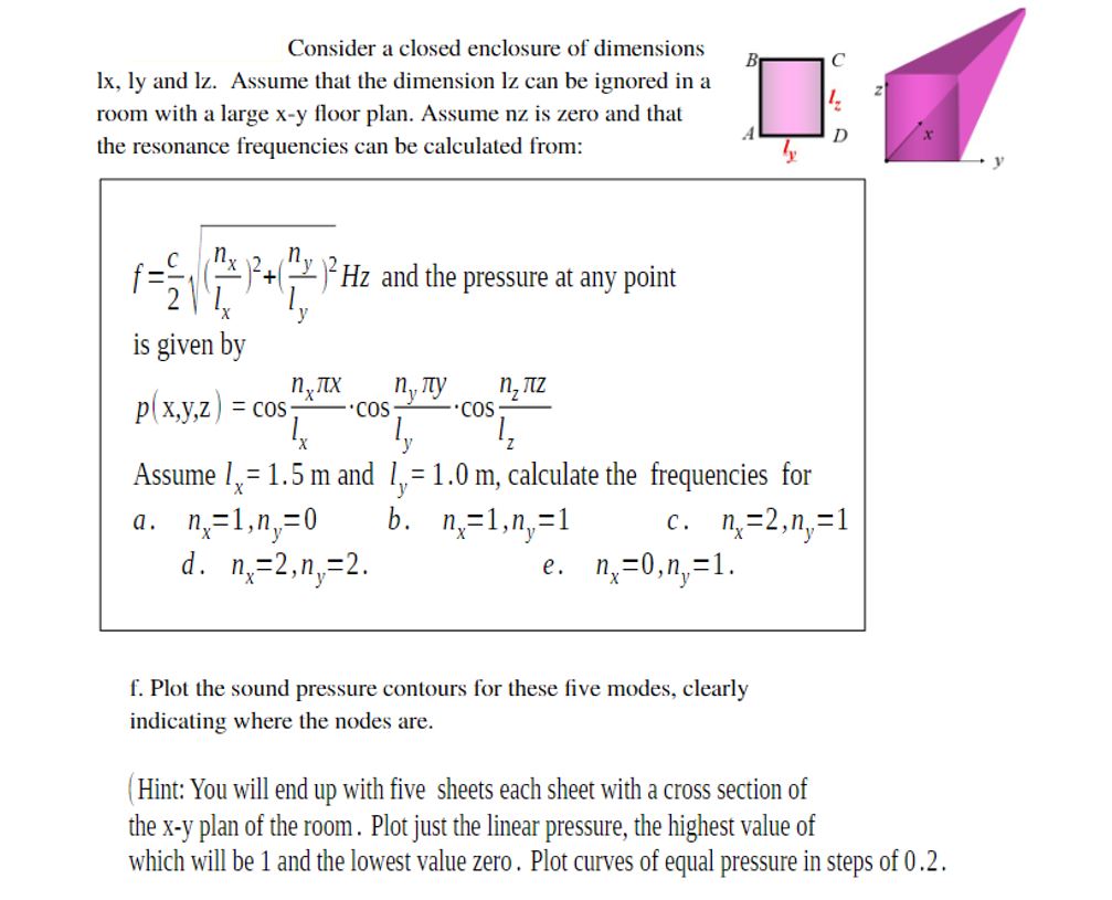 Consider a closed enclosure of dimensions lx , ly