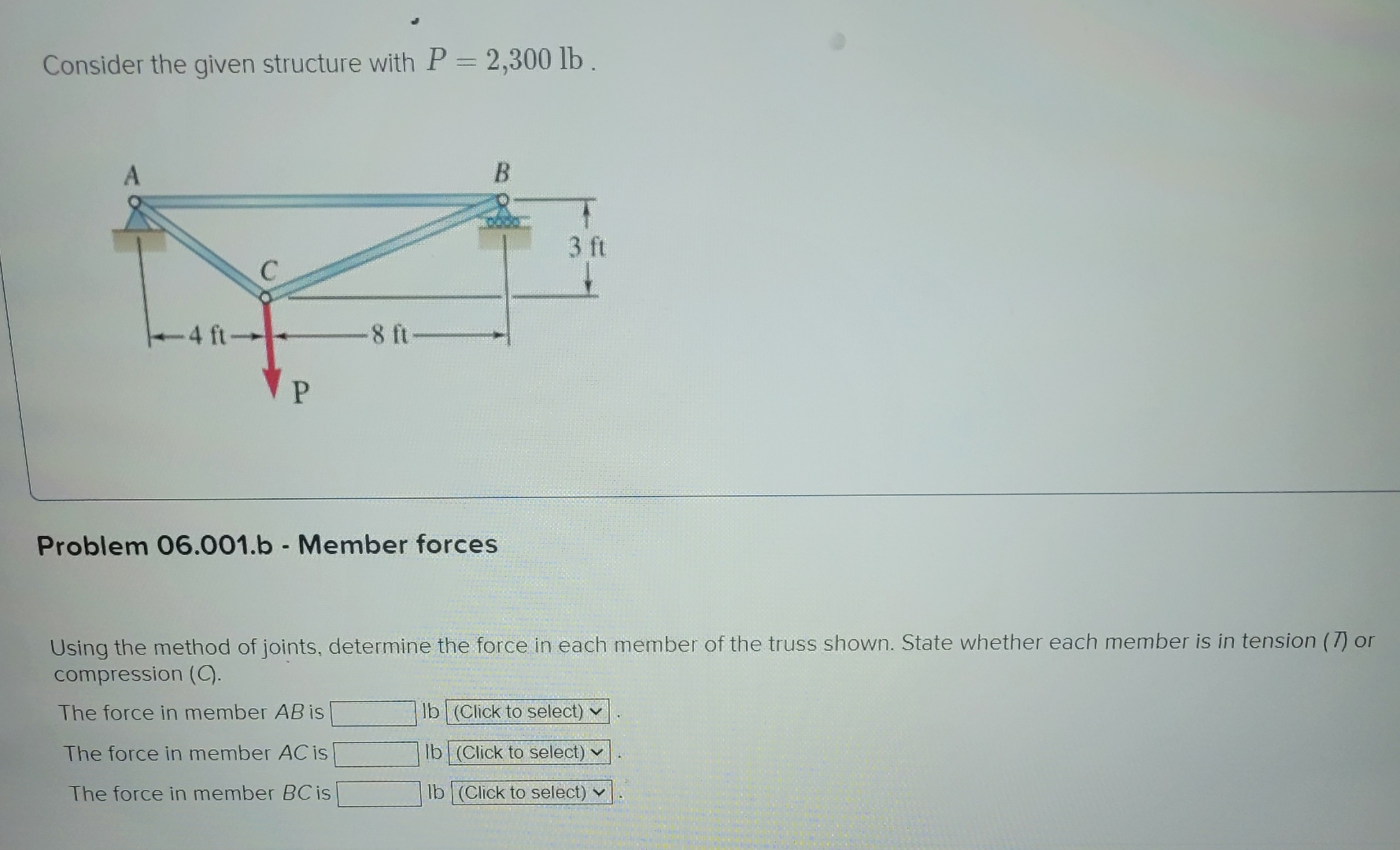 Consider the given structure with P = 2 , 3 0 0 l