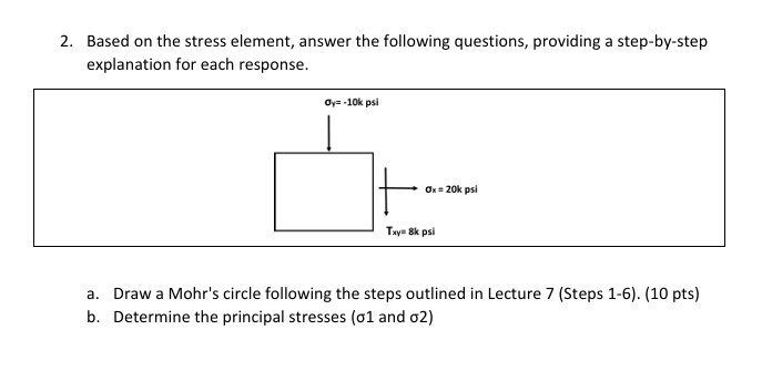 Based on the stress element, answer the following