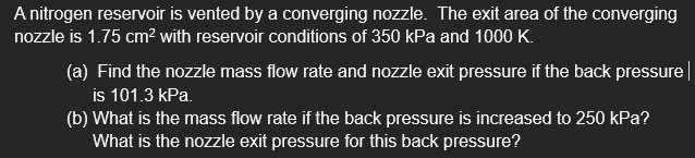 A nitrogen reservoir is vented by a converging
