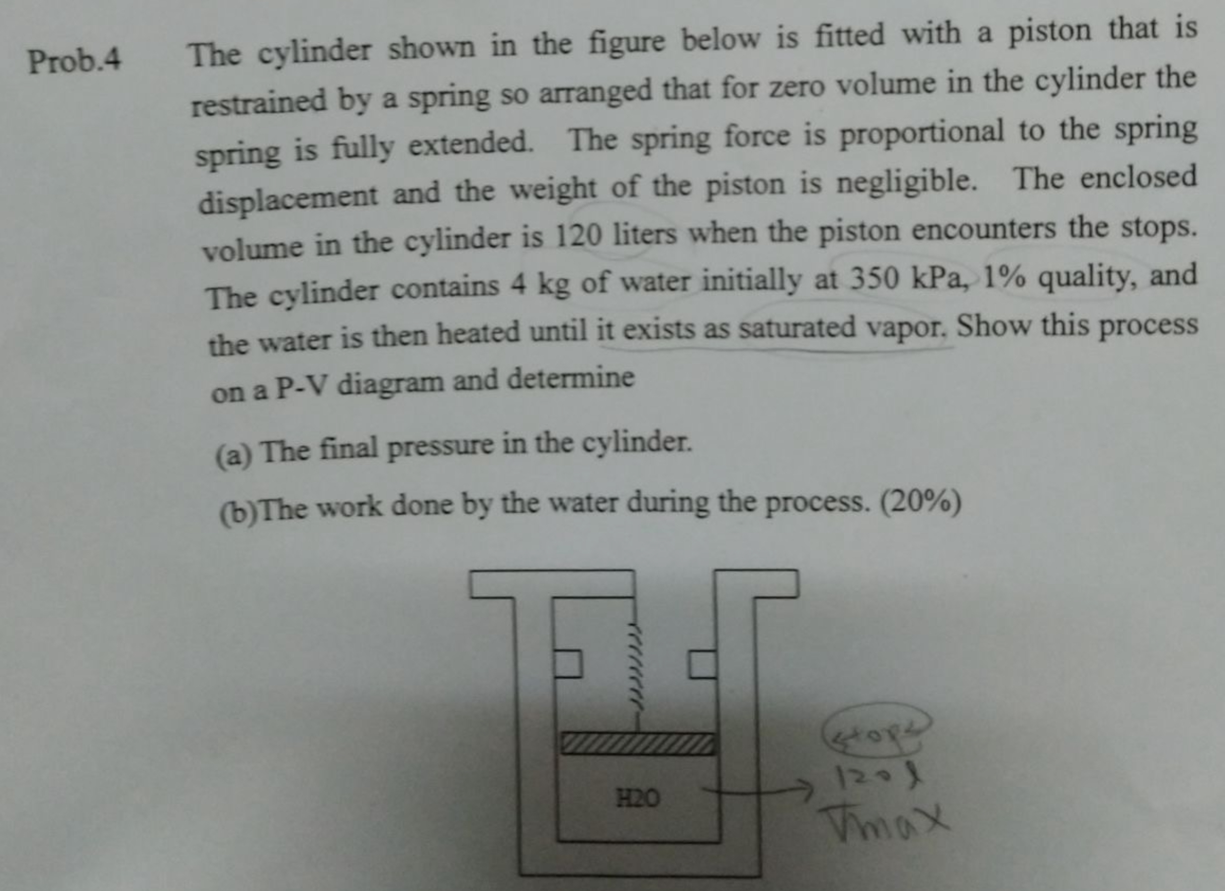 Prob. 4 The cylinder shown in the figure below is
