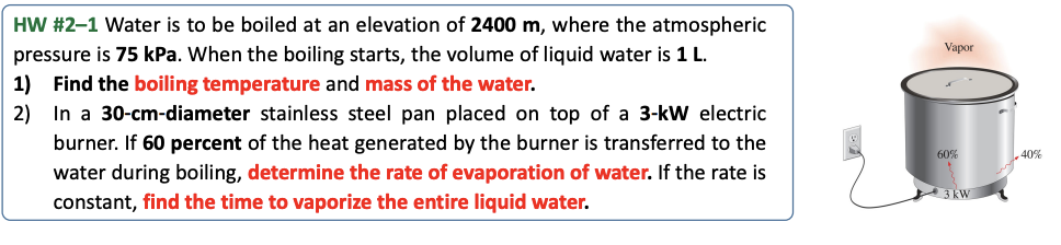 HW # 2 - 1 Water is to be boiled at an elevation