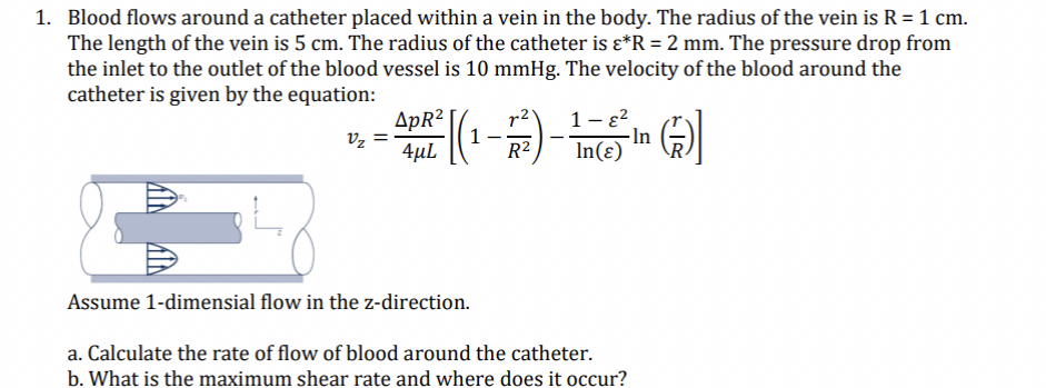 Blood flows around a catheter placed within a